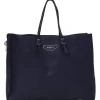 Navy grained calfskin leather Papier A6 Zip-Around tote bag