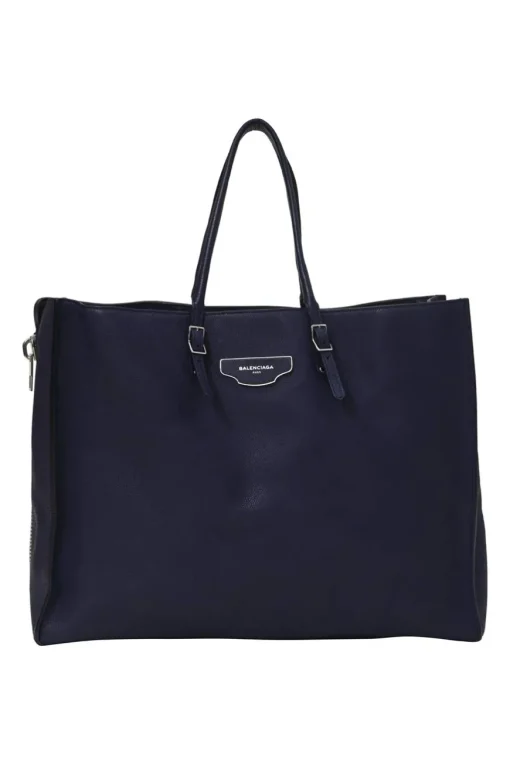 Navy grained calfskin leather Papier A6 Zip-Around tote bag