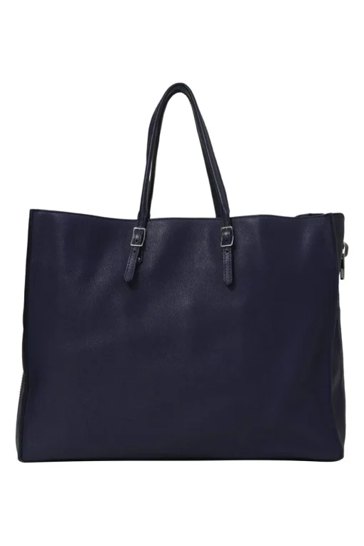 Navy grained calfskin leather Papier A6 Zip-Around tote bag