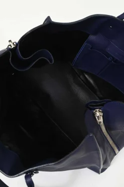 Navy grained calfskin leather Papier A6 Zip-Around tote bag