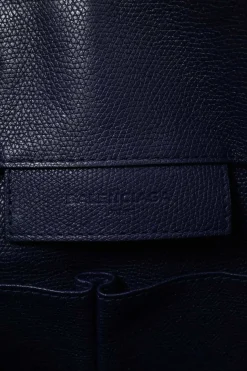 Navy grained calfskin leather Papier A6 Zip-Around tote bag