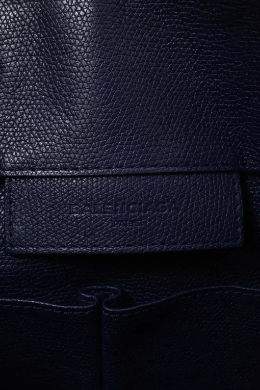 Navy grained calfskin leather Papier A6 Zip-Around tote bag