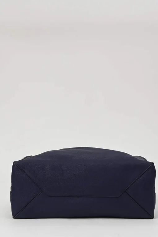 Navy grained calfskin leather Papier A6 Zip-Around tote bag