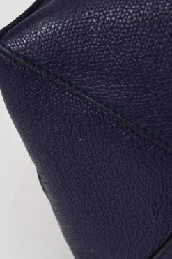 Navy grained calfskin leather Papier A6 Zip-Around tote bag