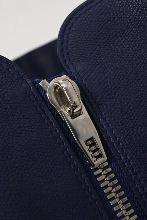Navy grained calfskin leather Papier A6 Zip-Around tote bag