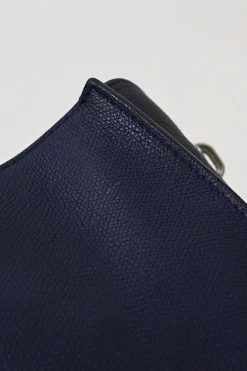 Navy grained calfskin leather Papier A6 Zip-Around tote bag