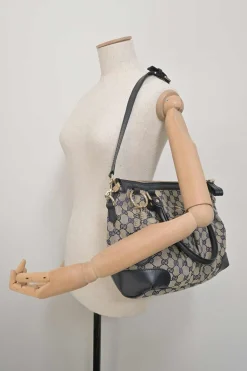 Navy Guccissima monogram canvas and leather Sukey tote with detachable shoulder strap