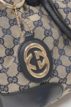 Navy Guccissima monogram canvas and leather Sukey tote with detachable shoulder strap