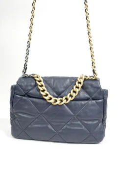 Navy Lambskin with Tricolore Hardware C19 Large Flap Bag
