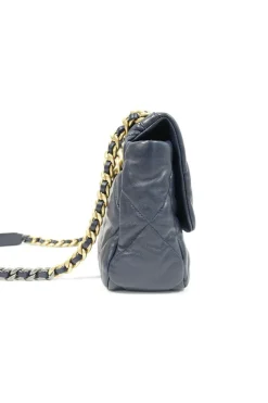 Navy Lambskin with Tricolore Hardware C19 Large Flap Bag