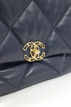 Navy Lambskin with Tricolore Hardware C19 Large Flap Bag