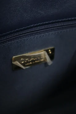 Navy Lambskin with Tricolore Hardware C19 Large Flap Bag