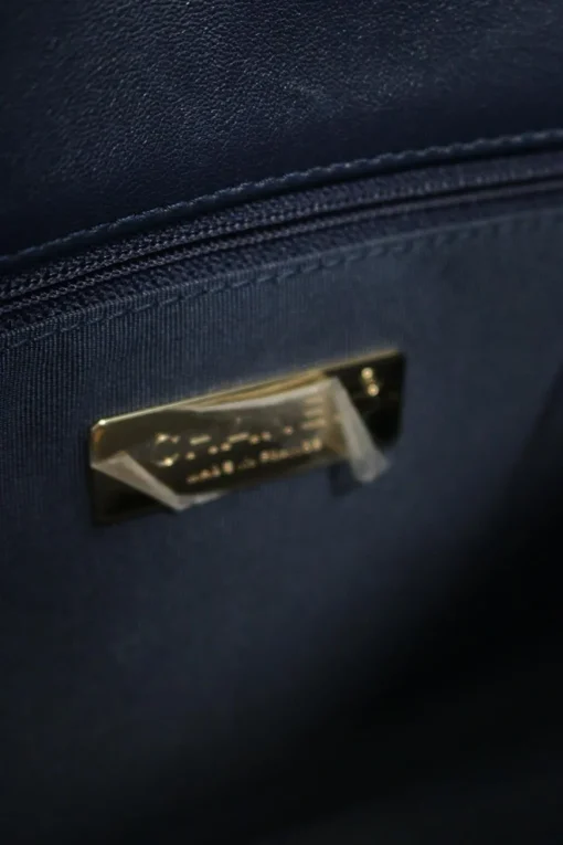 Navy Lambskin with Tricolore Hardware C19 Large Flap Bag