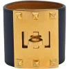 Navy leather and 18-karat gold-plated brass Kelly Dog Extreme turnlock bracelet
