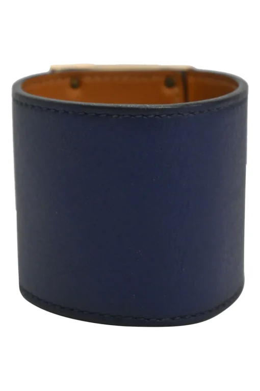 Navy leather and 18-karat gold-plated brass Kelly Dog Extreme turnlock bracelet