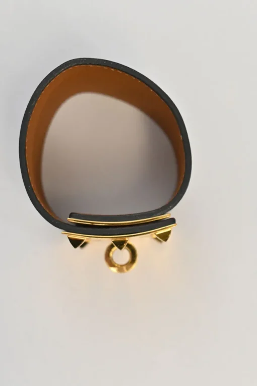 Navy leather and 18-karat gold-plated brass Kelly Dog Extreme turnlock bracelet