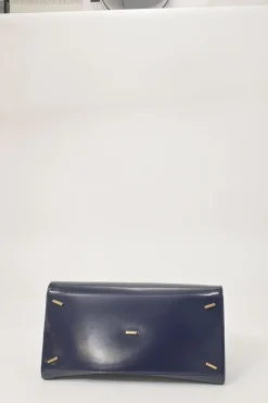 Navy leather medium Hug top handle bag with detachable shoulder strap