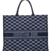 Navy logo-embroidered checkered canvas jacquard book tote