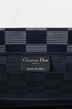 Navy logo-embroidered checkered canvas jacquard book tote
