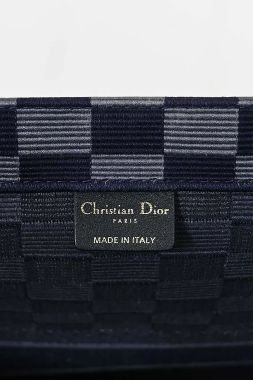 Navy logo-embroidered checkered canvas jacquard book tote
