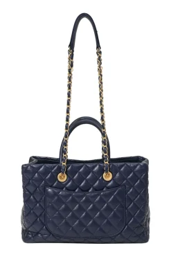 Navy matelassé aged lambskin leather Coco Allure shopping tote
