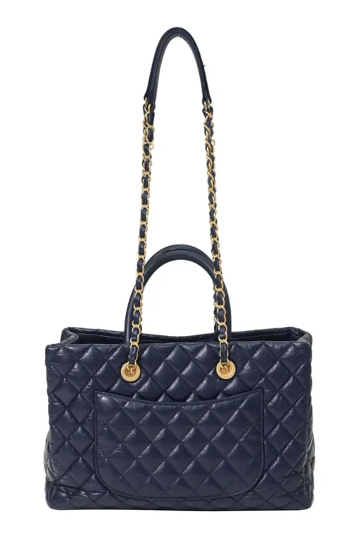 Navy matelassé aged lambskin leather Coco Allure shopping tote