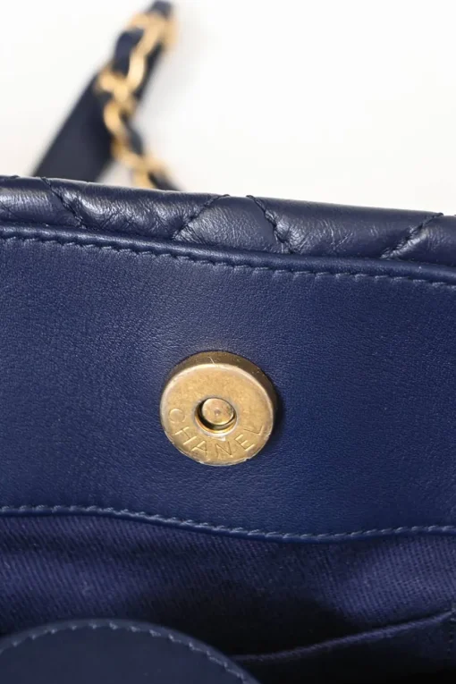 Navy matelassé aged lambskin leather Coco Allure shopping tote