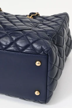 Navy matelassé aged lambskin leather Coco Allure shopping tote