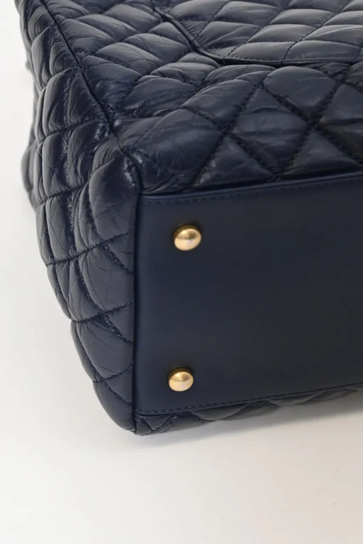 Navy matelassé aged lambskin leather Coco Allure shopping tote