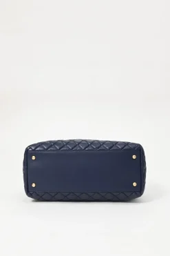 Navy matelassé aged lambskin leather Coco Allure shopping tote