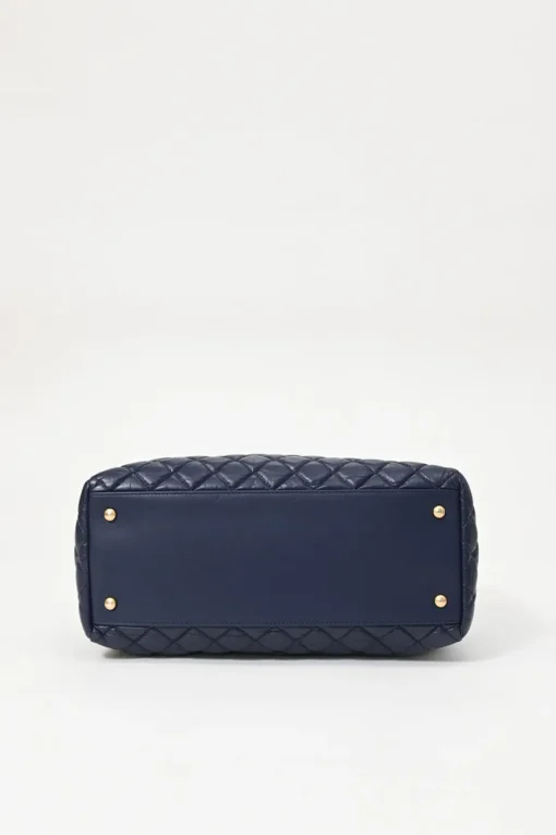 Navy matelassé aged lambskin leather Coco Allure shopping tote