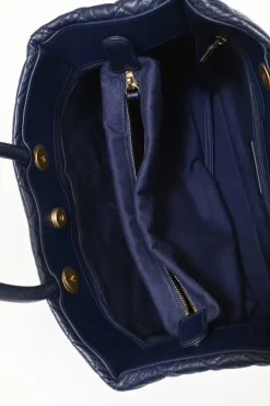 Navy matelassé aged lambskin leather Coco Allure shopping tote