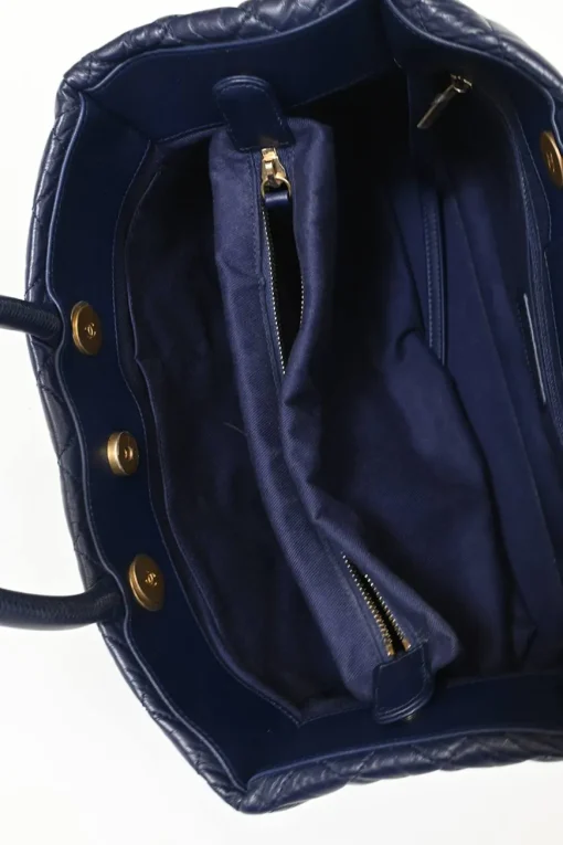Navy matelassé aged lambskin leather Coco Allure shopping tote