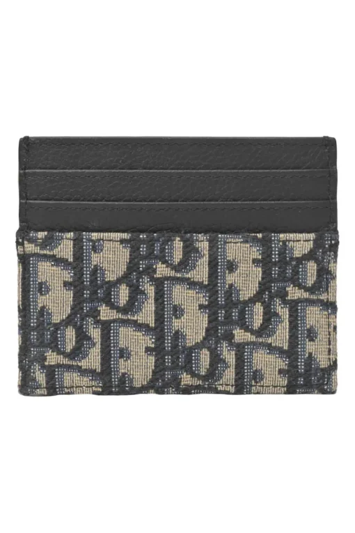 Navy Oblique canvas and leather card holder