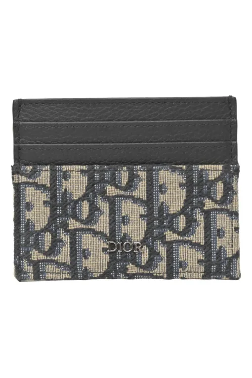 Navy Oblique canvas and leather card holder