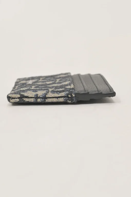 Navy Oblique canvas and leather card holder