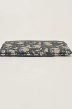 Navy Oblique canvas and leather card holder