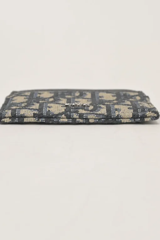 Navy Oblique canvas and leather card holder