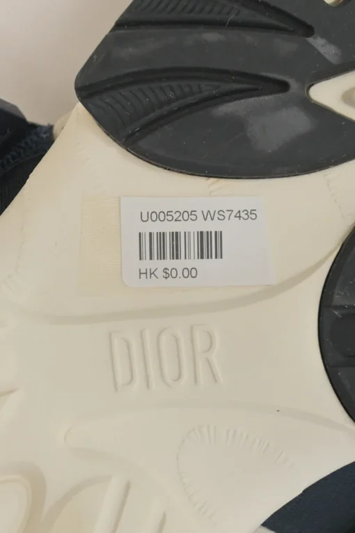 Navy Oblique technical fabric and rubber D-Wander velcro strap slide sandals
