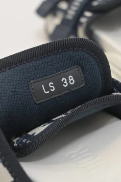 Navy Oblique technical fabric and rubber D-Wander velcro strap slide sandals