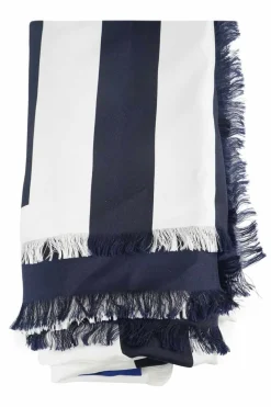 Navy patterned on white silk scarf with red CC logo
