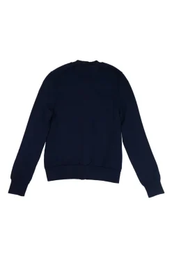 Navy polyester button-front cardigan