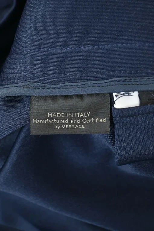 Navy polyester-blend funnel collar half-zip pullover cropped track top with toggle waist