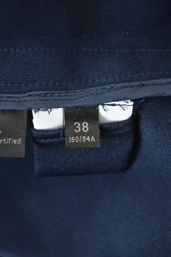 Navy polyester-blend funnel collar half-zip pullover cropped track top with toggle waist