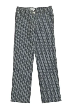 Navy polyester-blend Oblique jacquard mid-rise straight-leg trousers