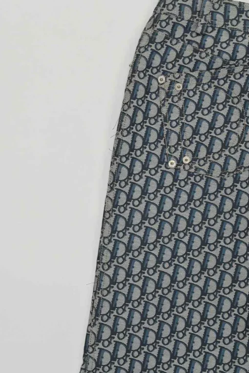 Navy polyester-blend Oblique jacquard mid-rise straight-leg trousers