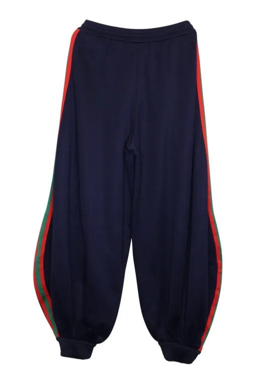 Navy polyester-blend web-trimmed slouchy pull-on joggers with drawstring waistband