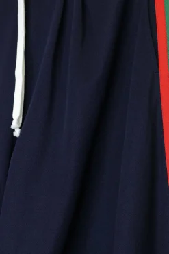 Navy polyester-blend web-trimmed slouchy pull-on joggers with drawstring waistband