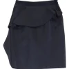 Navy polyester-silk blend mid-rise micro-mini skirt with draped ruffle trim