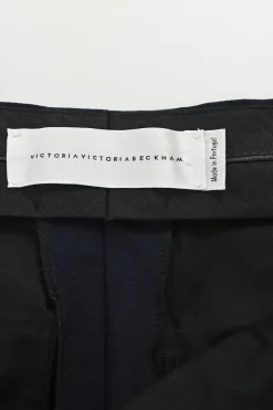 Navy pull-on mid-rise flared tailored trousers